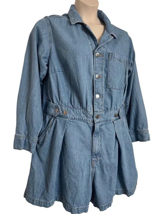 Universal Thread Size 17 Long Sleeve Romper Jean Medium Wash NWT - Picture 14 of 16